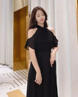 D1644 PROSPERO KOREAN STYLE VINTAGE MIDI DRESS SIMPLE POLOS