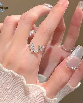 Cincin Kupu-kupu Titanium Anti Karat Cincin Zirkon Cincin Love