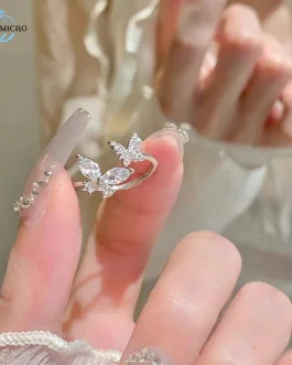 Cincin Kupu-kupu Titanium Anti Karat Cincin Zirkon Cincin Love