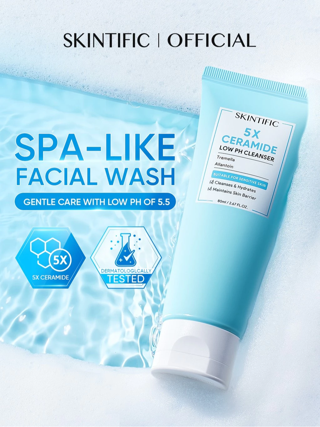 SKINTIFIC - Low pH Gentle Care Cleanser 120ml | 5X Ceramide