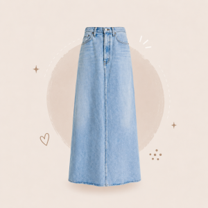 Rok Jeans Wanita Maxi A-Line High Waist | Rok Denim Panjang Casual Korean Style