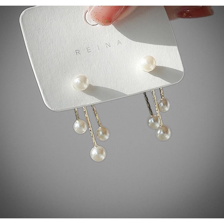 Anting Tassel Harriet Diamond Pearl Anting Model Chandelier - Gambar 2