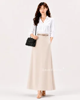 Rok A Line Panjang Wanita | Korean Style Simpel Stylish untuk Kerja dan Kuliah